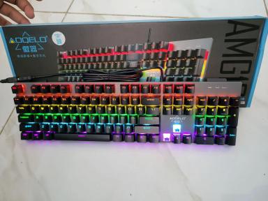 Aoqelo AMG110 Mechanical RGB Gaming Keyboard Wired - Full-Size 104 Keys Blue Mechanical Switches RGB Backlit Brand New in Box