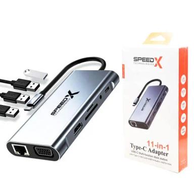 USB Hub Silver Speed-X (SP-TC1101) 11 In 1 Multi-port Type C Hub