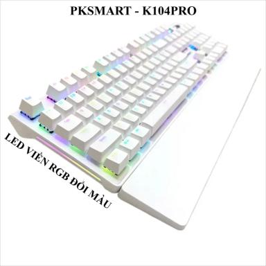 PKSMART K104 Pro RGB White Mechanical Gaming Keyboard Full-Size Anti-Ghosting Wired Keyboard for PC