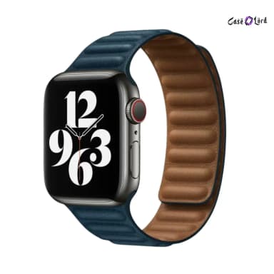 Ridge Leather Magnetic Replacement Band for Apple Watch by Case Lord (44–49mm) Navy Blue