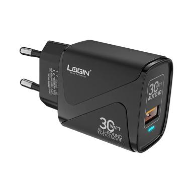 Login L-403 Charger 30W Super Fast Charging LED light Include Cable Type-C Black