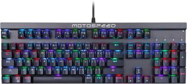 MOTOSPEED CK103 - Wired Full-Size Mechanical Gaming Keyboard – 104 Keys Hot-Swappable ARGB Backlit