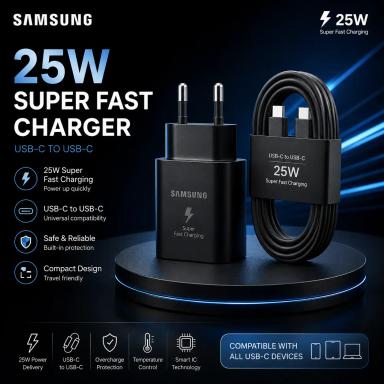 Adapter Samsung Black S25ultra Adapter 25watte AAA+