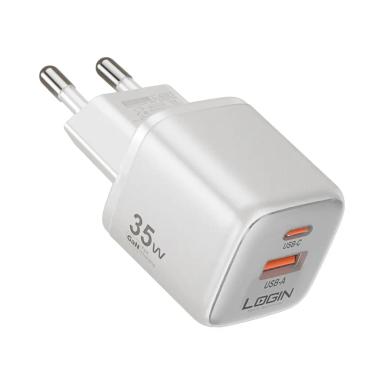 Login L-413 GANGO Fast Charger — 35W Fast Charging USB-C PD + USB-A Dual Port GaN PD to PD Charger