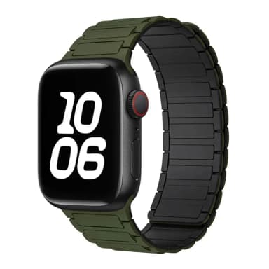 Silicone Magnetic Replacement Loop Band for Apple Watch by Case Lord (42mm-49mm) Green & Black
