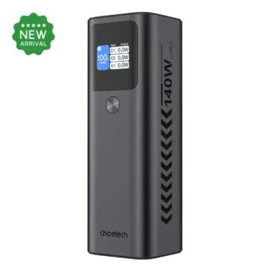 Choetech 27000mAh 140W PD3.1 Fast Charging Power Bank with TFT Display USB-C & USB-A Output Portable Charger for Laptops Tablets & Smartphones - B670 - Black