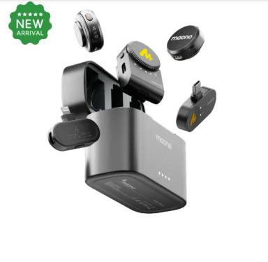 MAONO Wave T5 Wireless Lavalier Microphone for iPhone 14 & Below MFi Certified Lightning Plug 48KHz 24Bit 1000ft Range Voice Filter Noise Cancellation 30H Use for Video Recording Streaming