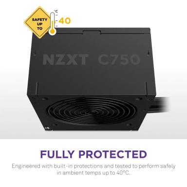 NZXT PA-OG1B 1000W Power Supply 80 Plus Gold Certified Reliable PSU with Sleek Design