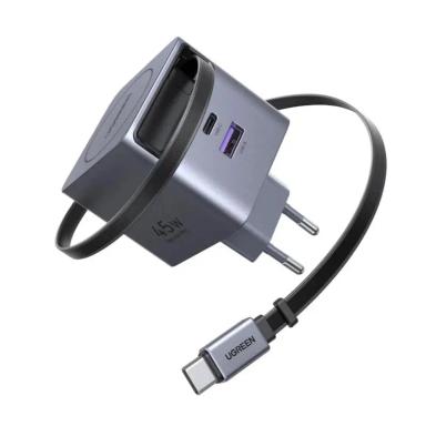 Ugreen Nexode Pro 45W GaN Fast Charger with Retractable Cable - Black