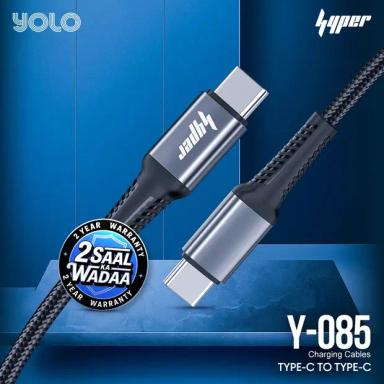 YOLO Y-085 LINK-2 Type C to Type C 3 Ampere Rapid Charge Cable Black