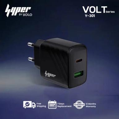 YOLO Y-301 30W PD & QC Fast Charging Dual Port - USB A + Type C White