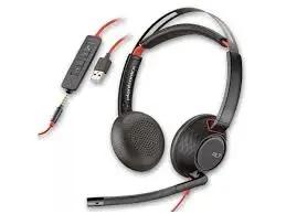Poly Plantronics C5220 Dual Ear Red Wire With Pouch Noise-Canceling Black USB with MIC