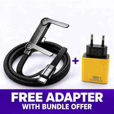 240W Fast Charging Type-C Data Cable with Built-in Phone Stand (Get Free Adapter with Bundle Offer) - Allow to Open Parcel