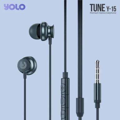 YOLO Y-15 Wired Stereo Earphones Type-AUX Pin Dark Green