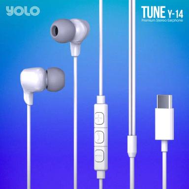 YOLO Y-14 Tune Premium Stereo Type-C Pin Earphone White