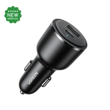 UGREEN Nexode 65W Dual Port USB-C + USB-A Car Charger - Black