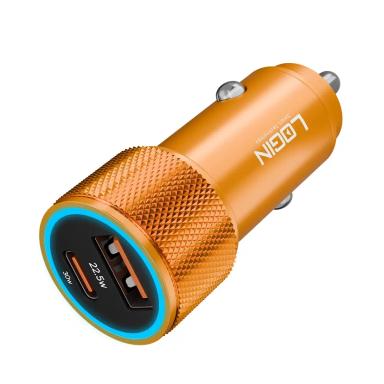 Login L-603 MOVON Car Charger 52.5 Watt USB and PD Ports Metallic Finish