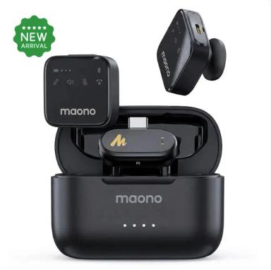 MAONO Wave T1 PLUS PC2 Wireless Lavalier Microphone for PC Mobile Camera Vlogging and Streaming