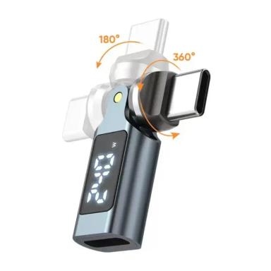 USB C PD 240W Display LED Adapter with 360+180 Degree rotation for Phones Tablets & Laptops