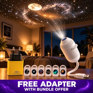 2-in-1 USB Galaxy Star Projector Night Light (Limited Stock) - 6 Lenses Included - Allow to Open Parcel