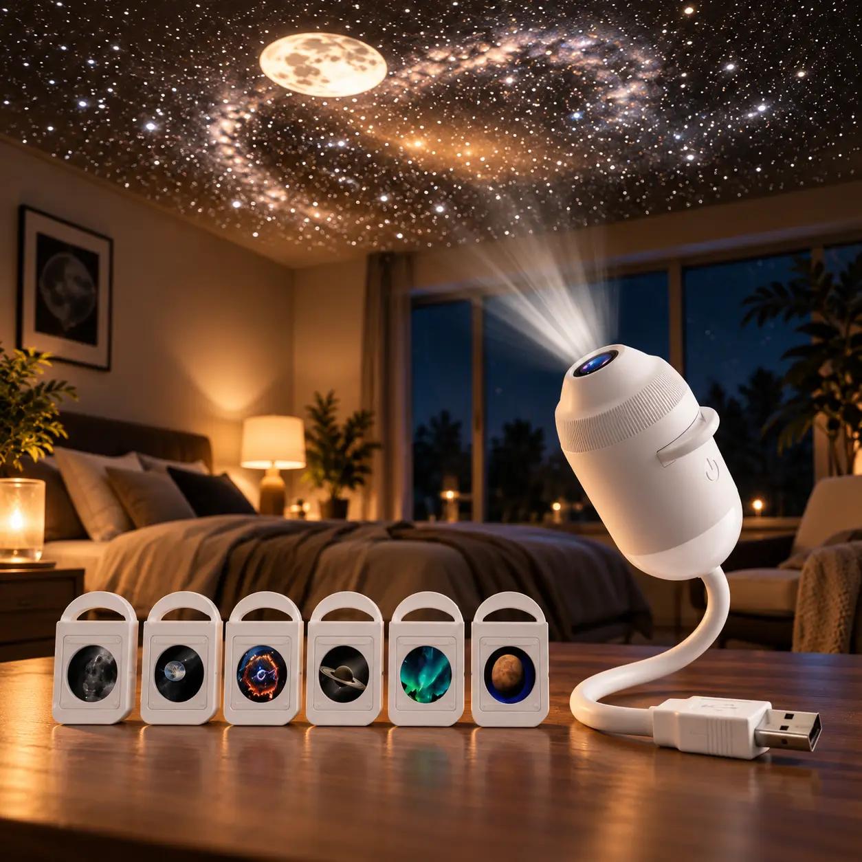 2-in-1 USB Galaxy Star Projector Night Light (Limited Stock) - 6 Lenses Included