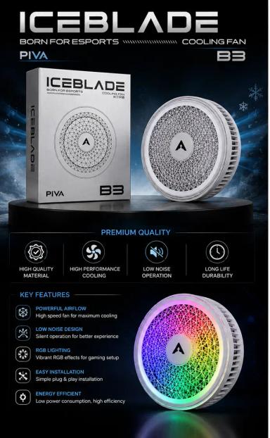 Phone Coolers Memo Black Ice-Blade Cooling fan with free metal plate