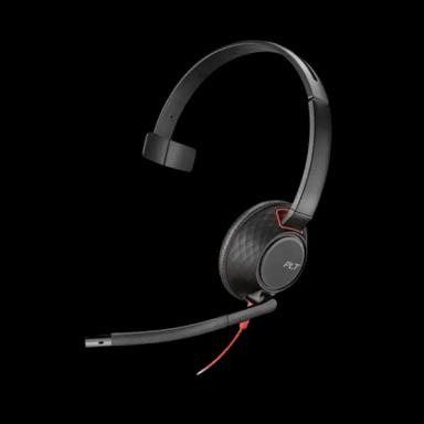 Poly Blackwire C5210 ingle-Ear Wired Headset with Red Cable