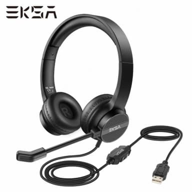 EKSA H12E Wired Over-Ear Gaming Headphones with Noise Cancelling Microphone – 3.5mm Jack Adjustable Headband