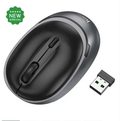 HOCO Dual Mode 2.4G Wireless Mouse with Bluetooth 5.2/3.0 - GM34 - Black Metal Gray