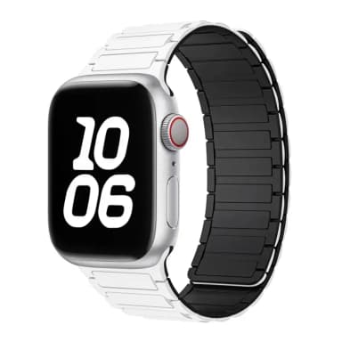Silicone Magnetic Replacement Loop Band for Apple Watch by Case Lord (42mm-49mm) White & Black