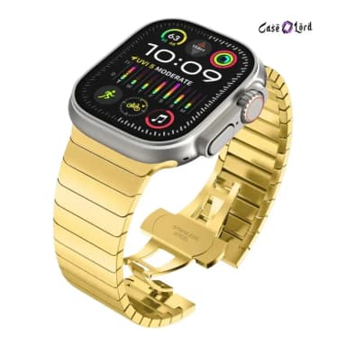 Aureon Stainless Steel Replacement Band For Apple Watch by Case Lord (44-49mm) Gold