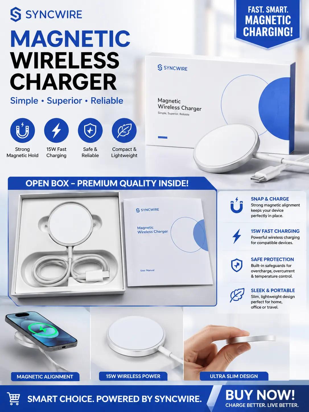 MagSafe Charger Off White Syncwire wireless charger